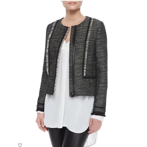 { Vince } - Fringe-Trim Boucle Jacket - Picture 2 of 5
